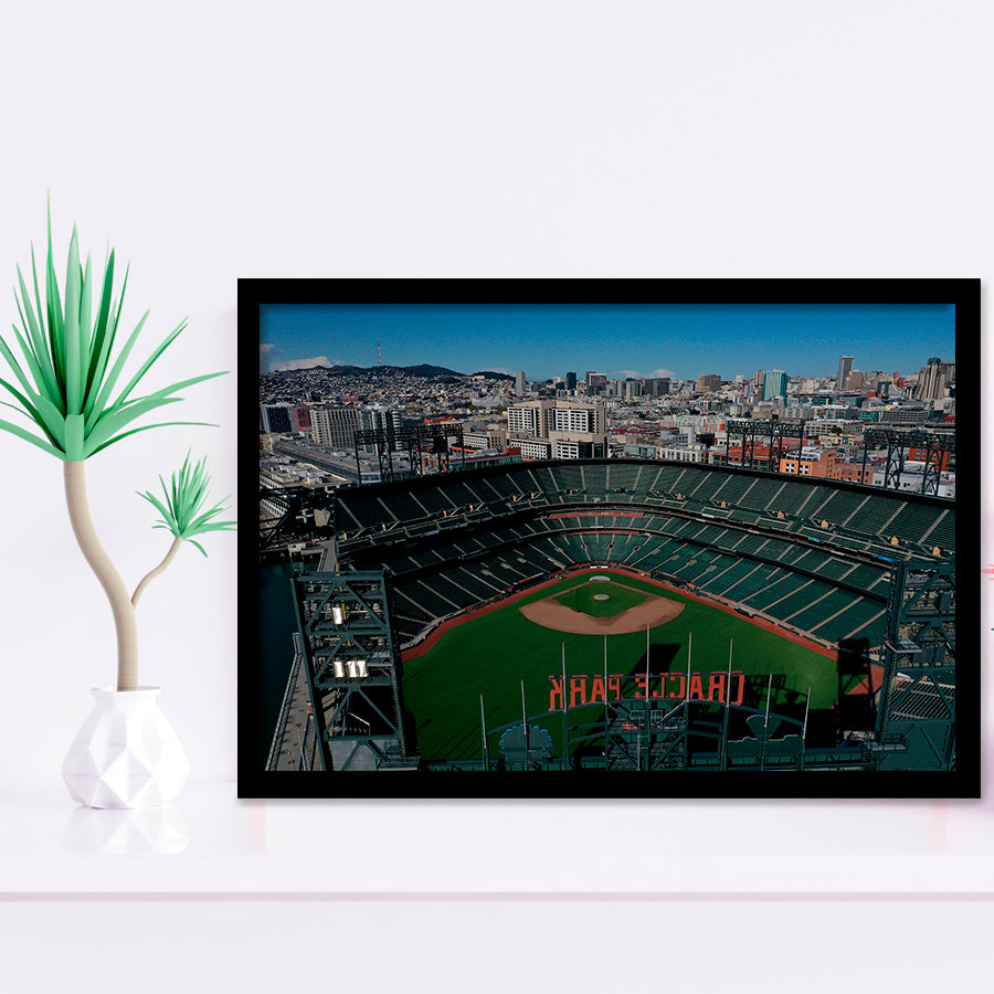 Empty Stadium of Oracle Park, Stadium Canvas, Sport Art, Gift for him, Framed Art Prints Wall Art Decor, Framed Picture