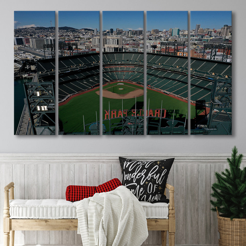 Empty Stadium of Oracle Park, Stadium Canvas, Sport Art, Gift for him, Multi Panels B, Canvas Prints Wall Art Decor