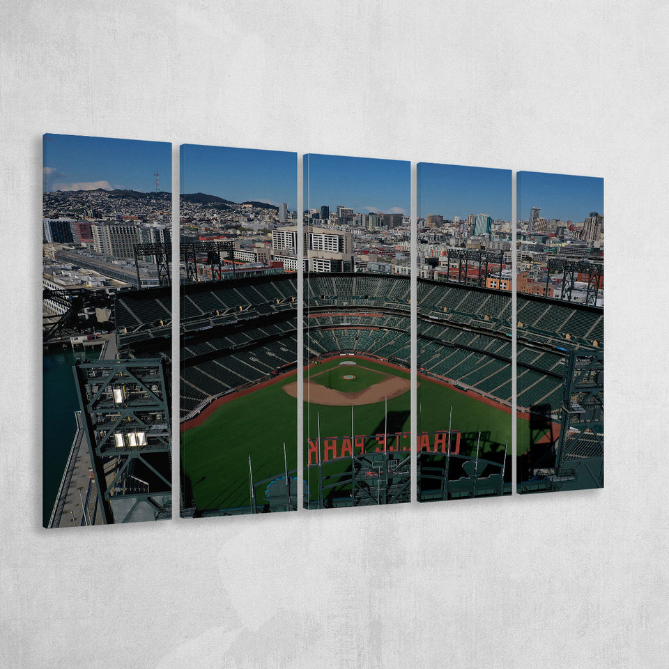 Empty Stadium of Oracle Park, Stadium Canvas, Sport Art, Gift for him, Multi Panels B, Canvas Prints Wall Art Decor