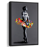 En Pointe Dancing Girl Street Art Graffiti, Framed Canvas Prints Wall Art Home Decor,Floating Frame, Ready to Hang