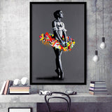En Pointe Dancing Girl Street Art Graffiti, Framed Art Prints Wall Art Home Decor, Ready to Hang