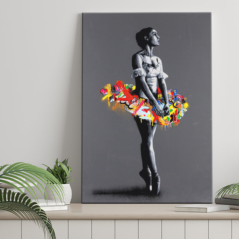 En Pointe Dancing Girl Street Art Graffiti, Canvas Prints Wall Art Home Decor, Ready to Hang