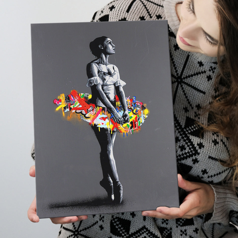 En Pointe Dancing Girl Street Art Graffiti, Canvas Prints Wall Art Home Decor, Ready to Hang