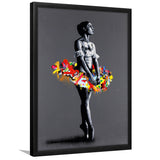 En Pointe Dancing Girl Street Art Graffiti, Framed Art Prints Wall Art Home Decor, Ready to Hang