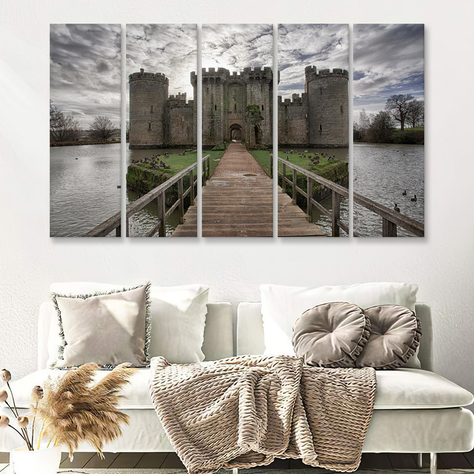 England Bodiam Castle 5 Pieces B Canvas Prints Wall Art - Painting Canvas, Multi Panel, Wall Decor, Canvas Art