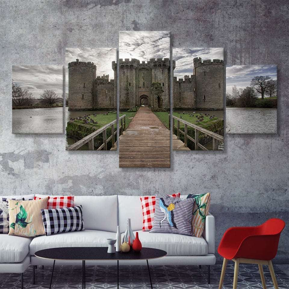 England Bodiam Castle 5 Pieces Canvas Prints Wall Art - Painting Canvas, Multi Panel, Wall Decor, Canvas Art