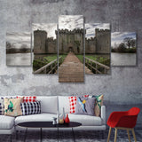England Bodiam Castle 5 Pieces Canvas Prints Wall Art - Painting Canvas, Multi Panel, Wall Decor, Canvas Art