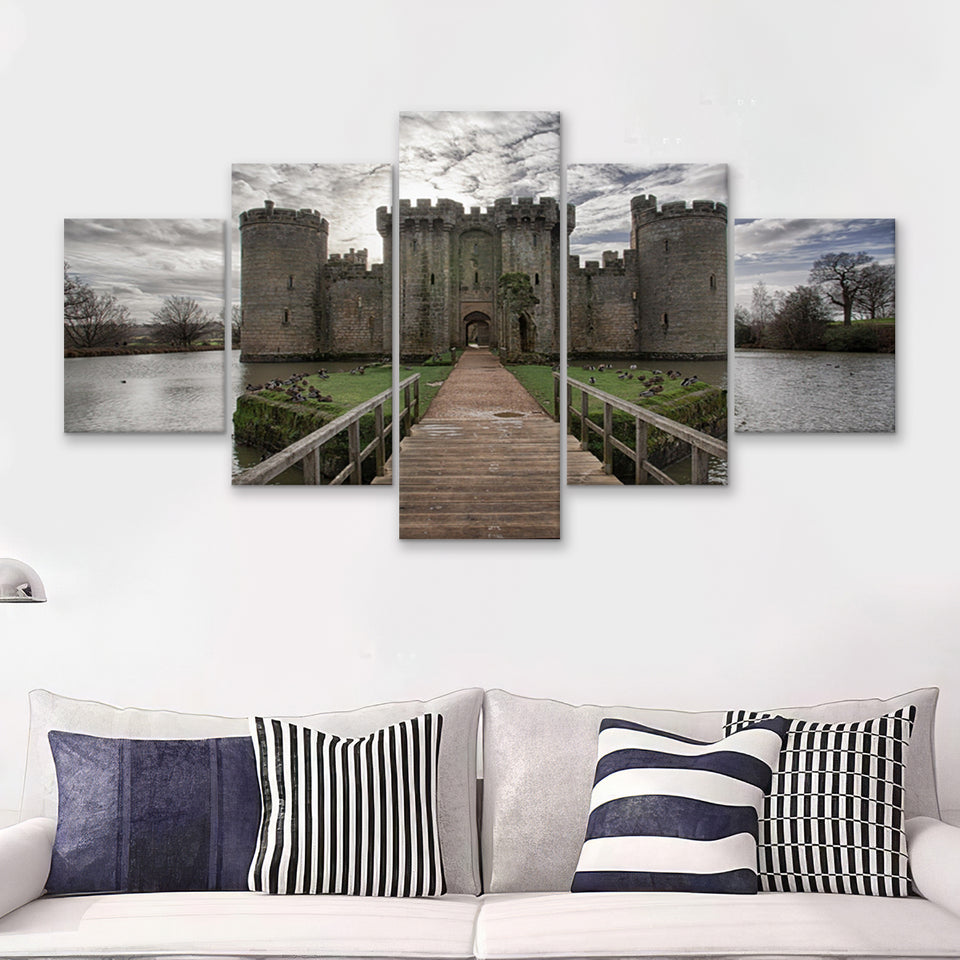 England Bodiam Castle 5 Pieces Canvas Prints Wall Art - Painting Canvas, Multi Panel, Wall Decor, Canvas Art