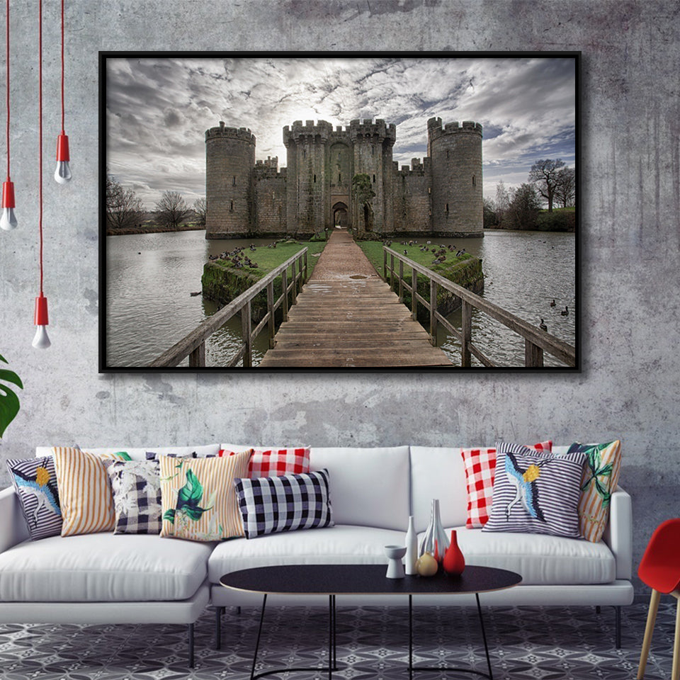 England Bodiam Castle Framed Canvas Prints Wall Art - Painting Canvas, Wall Decor, Canvas Art, Floating Frame