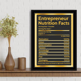Entrepreneur Nutrition Facts Entrepreneur Framed Canvas Prints Wall Art - Painting Canvas, Wall Decor, Floating Frame