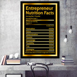 Entrepreneur Nutrition Facts Entrepreneur Framed Art Prints Wall Decor - Painting Prints, Framed Picture