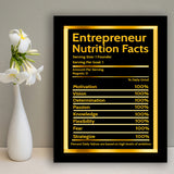 Entrepreneur Nutrition Facts Entrepreneur Framed Art Prints Wall Decor - Painting Prints, Framed Picture