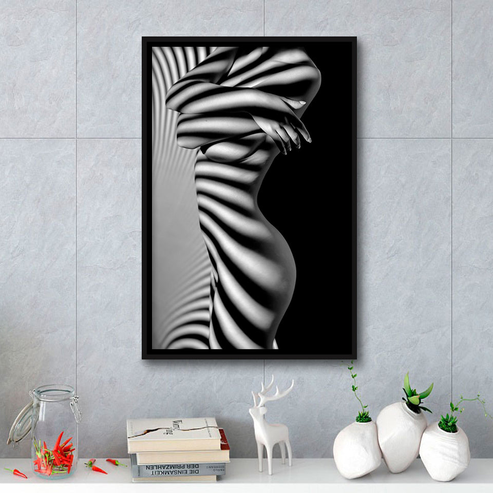 Erotic Canvas Black And White Framed Canvas Prints Wall Art Home Decor - Painting Canvas,Black Frame, Ready to hang
