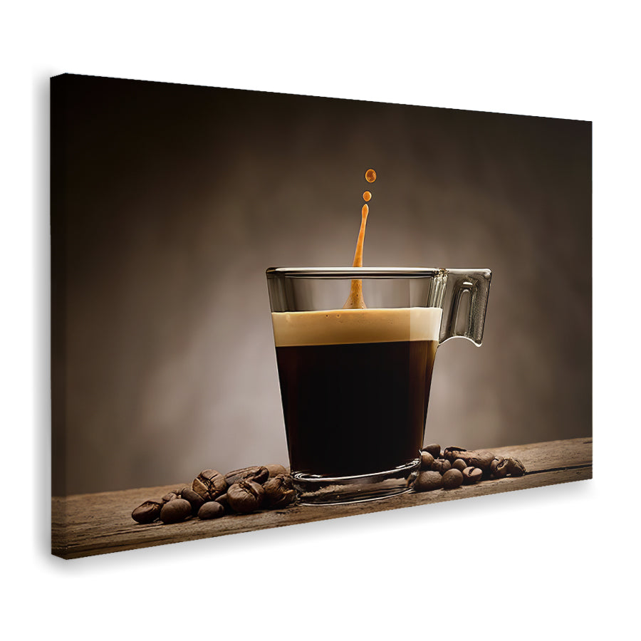 Espresso Coffee And Beans On Table Canvas Wall Art - Canvas Prints, Prints for Sale, Canvas Painting, Canvas On Sale