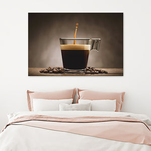 Espresso Coffee And Beans On Table Canvas Wall Art - Canvas Prints, Prints for Sale, Canvas Painting, Canvas On Sale