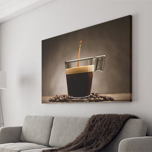 Espresso Coffee And Beans On Table Canvas Wall Art - Canvas Prints, Prints for Sale, Canvas Painting, Canvas On Sale