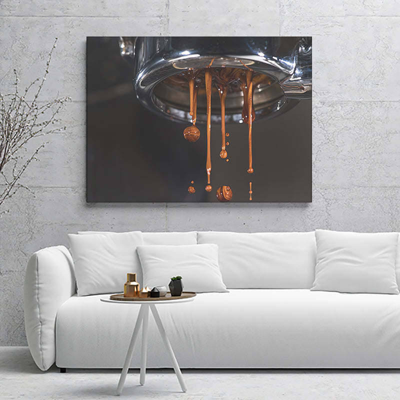 Espresso Coffee Coming Out Of Coffee Maker Canvas Wall Art - Canvas Prints, Prints for Sale, Canvas Painting, Canvas On Sale