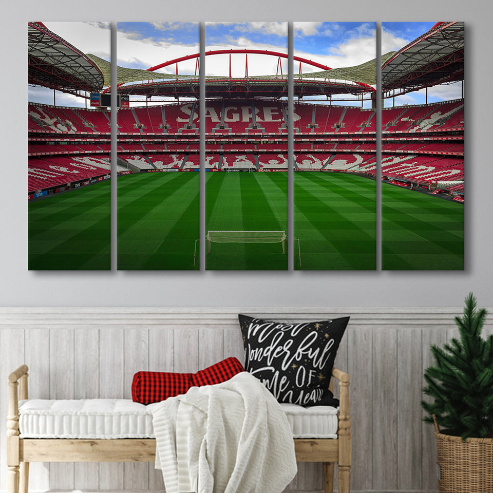 Estadio Sport Lisboa e Benfica, Stadium Canvas, Sport Art, Gift for him, Multi Panels B, Canvas Prints Wall Art Decor
