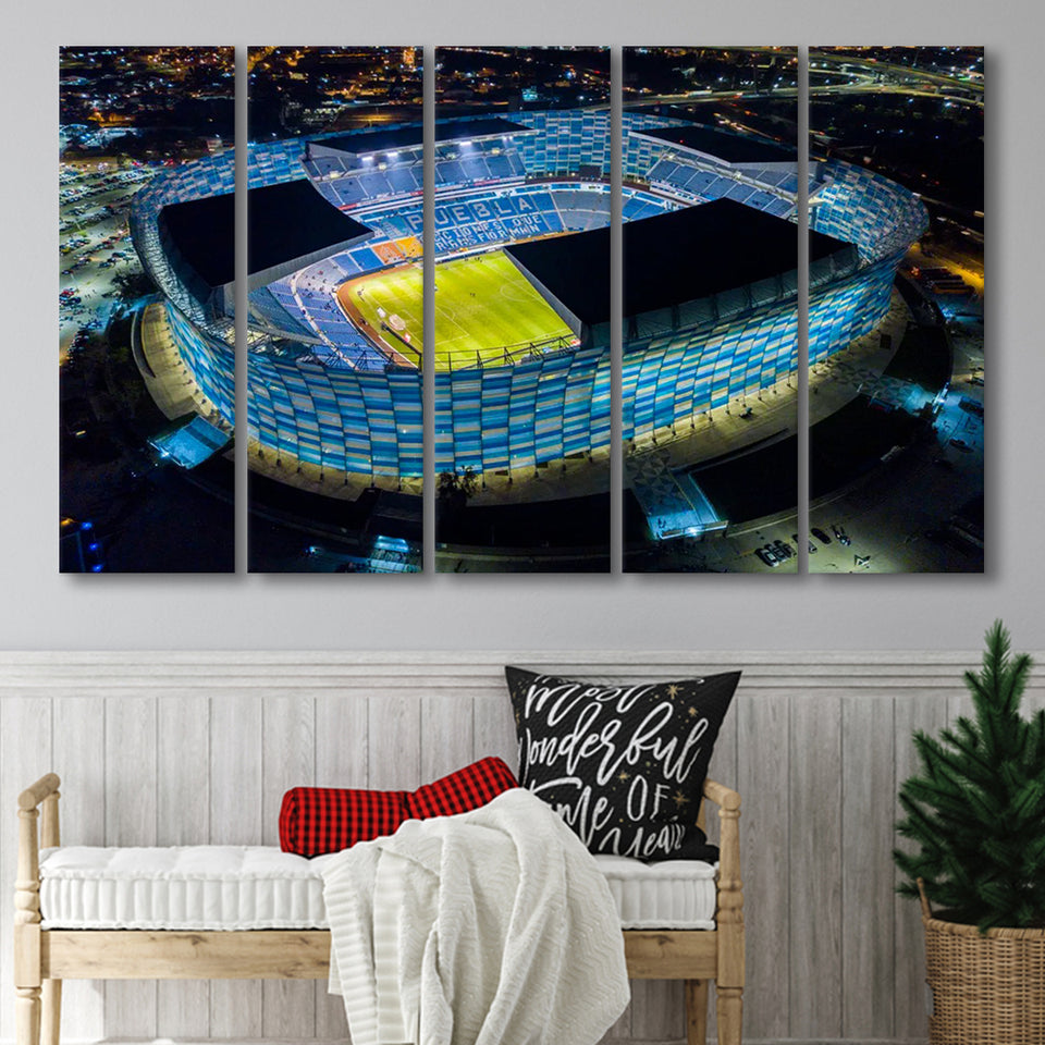 Estadio Cuauhtemoc at Night, Stadium Canvas, Sport Art, Gift for him, Multi Panels B, Canvas Prints Wall Art Decor