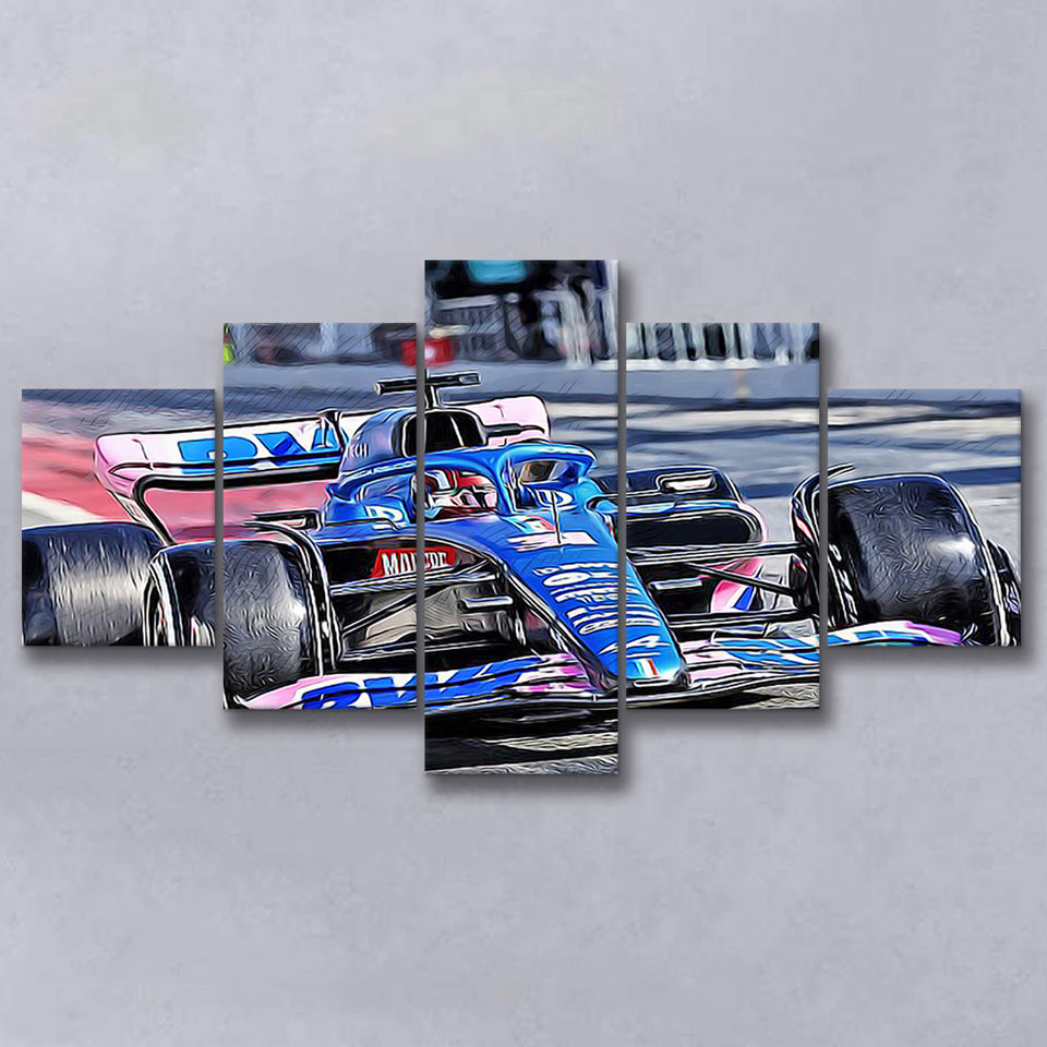 Esteban Ocon 5 Pieces Canvas Prints Wall Art Decor - Painting Canvas, Mixed Canvas, Multi Panels
