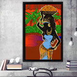 Ethnic Tradition Lady Fruit Framed Canvas Prints Wall Art - Painting Canvas,Wall Decor, Painting Prints, Floating Frame