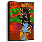 Ethnic Tradition Lady Fruit Framed Canvas Prints Wall Art - Painting Canvas,Wall Decor, Painting Prints, Floating Frame