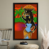 Ethnic Tradition Lady Fruit Framed Canvas Prints Wall Art - Painting Canvas,Wall Decor, Painting Prints, Floating Frame