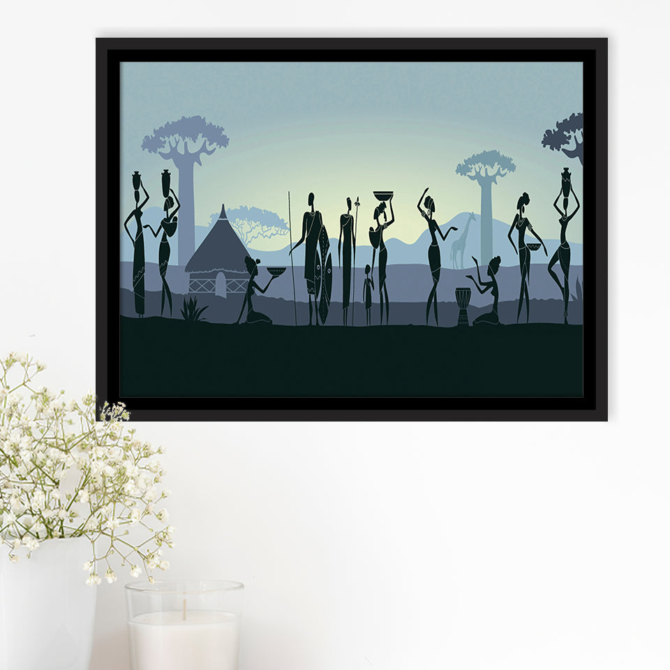 Ethnic Tribal Art African Art Print Framed Canvas Prints Wall Art Decor, Framed Picture, Floating Frame