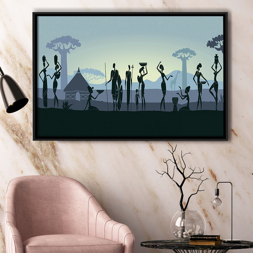 Ethnic Tribal Art African Art Print Framed Canvas Prints Wall Art Decor, Framed Picture, Floating Frame