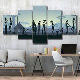 Ethnic Tribal Art African Art Print 5 Piece Canvas Prints Wall Art Decor, Multi Panels, Mixed Canvas