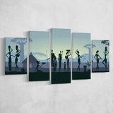 Ethnic Tribal Art African Art Print 5 Piece Canvas Prints Wall Art Decor, Multi Panels, Mixed Canvas