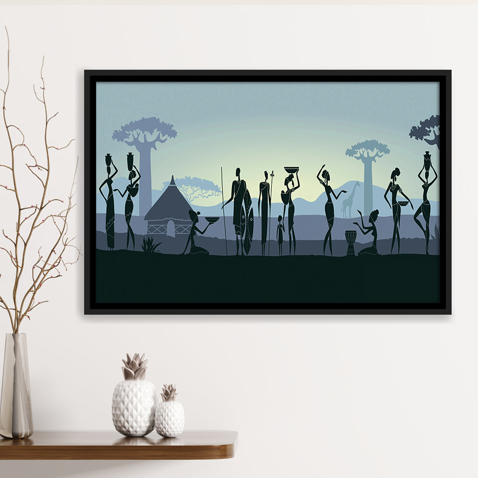 Ethnic Tribal Art African Art Print Framed Canvas Prints Wall Art Decor, Framed Picture, Floating Frame