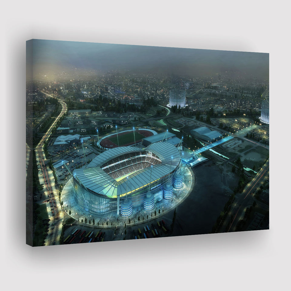 Etihad Stadium, Soccer, Aerial View, Football Stadium Canvas Prints Wall Art - Painting Canvas, Wall Decor, Fan Gift, Art Prints