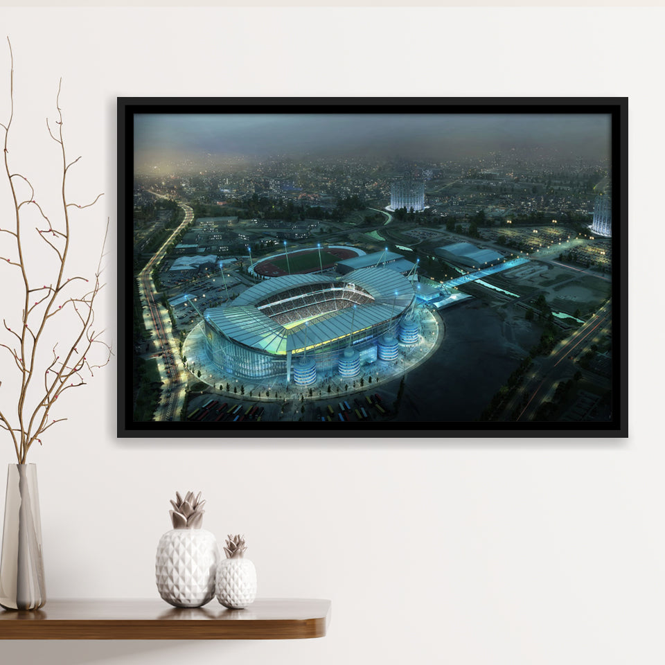 Etihad Stadium, Soccer, Aerial View, Football Stadium Framed Canvas Prints Wall Art - Painting Canvas, Wall Decor,Floating Frame