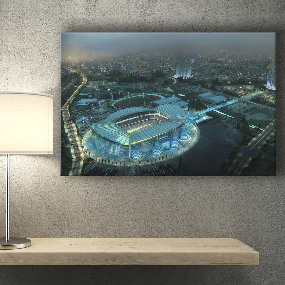 Etihad Stadium, Soccer, Aerial View, Football Stadium Canvas Prints Wall Art - Painting Canvas, Wall Decor, Fan Gift, Art Prints