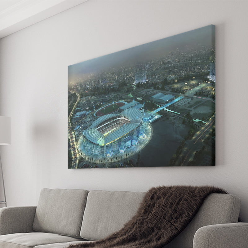 Etihad Stadium, Soccer, Aerial View, Football Stadium Canvas Prints Wall Art - Painting Canvas, Wall Decor, Fan Gift, Art Prints
