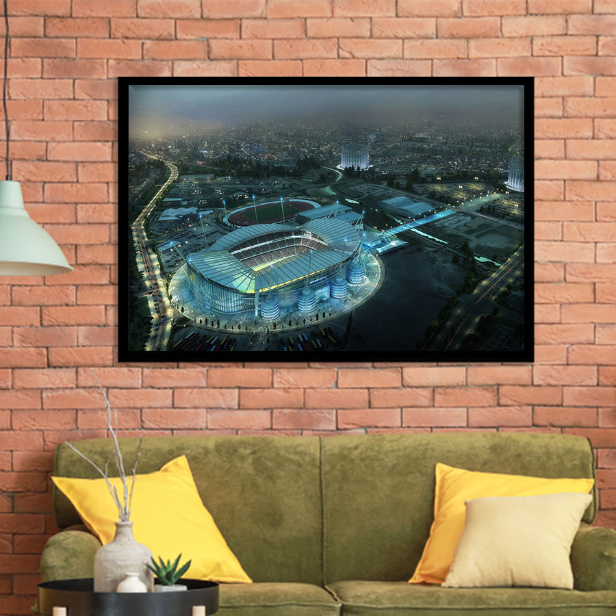 Etihad Stadium, Soccer, Aerial View, Football Stadium Art Prints Wall Decor - Painting Prints, Wall Art, Fan Gift, For Sale