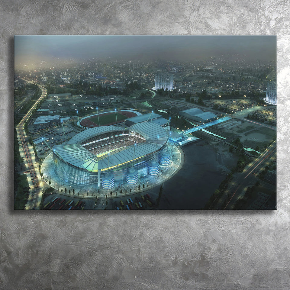 Etihad Stadium, Soccer, Aerial View, Football Stadium Canvas Prints Wall Art - Painting Canvas, Wall Decor, Fan Gift, Art Prints