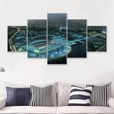 Etihad Stadium, Soccer, Aerial View, Football Stadium 5 Pieces Canvas Prints Wall Art - Painting Canvas, Multi Panel, Fan Gift