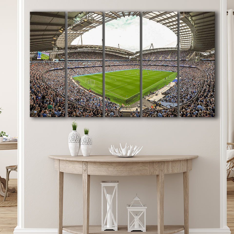Etihad Wall Art Manchester City Stadium Canvas Prints Premier League,Multi Panels B,Sport Stadium Art Prints, Fan Gift
