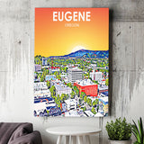 Eugene Oregon Art Sunset Landscape ,City Art Print, Large Canvas, Canvas Print Wall Art Home Decor