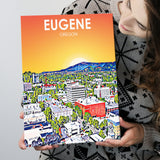 Eugene Oregon Art Sunset Landscape ,City Art Print, Large Canvas, Canvas Print Wall Art Home Decor