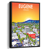 Eugene Oregon Art Sunset Landscape, Large Canvas, Framed Canvas Print Wall Art Home Decor, Floating Frame