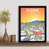 Eugene Oregon Art Sunset Landscape, Large Canvas, Framed Canvas Print Wall Art Home Decor, Floating Frame