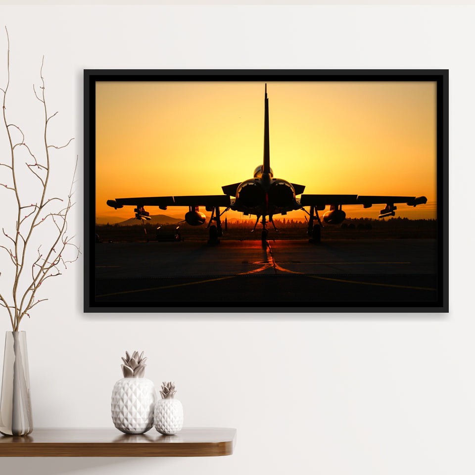 Eurofighter Typhoon Airbus A400M Framed Canvas Prints Wall Art Decor - Painting Canvas, Black Framed Picture