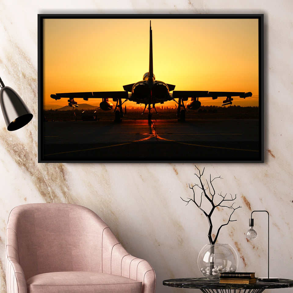 Eurofighter Typhoon Airbus A400M Framed Canvas Prints Wall Art Decor - Painting Canvas, Black Framed Picture