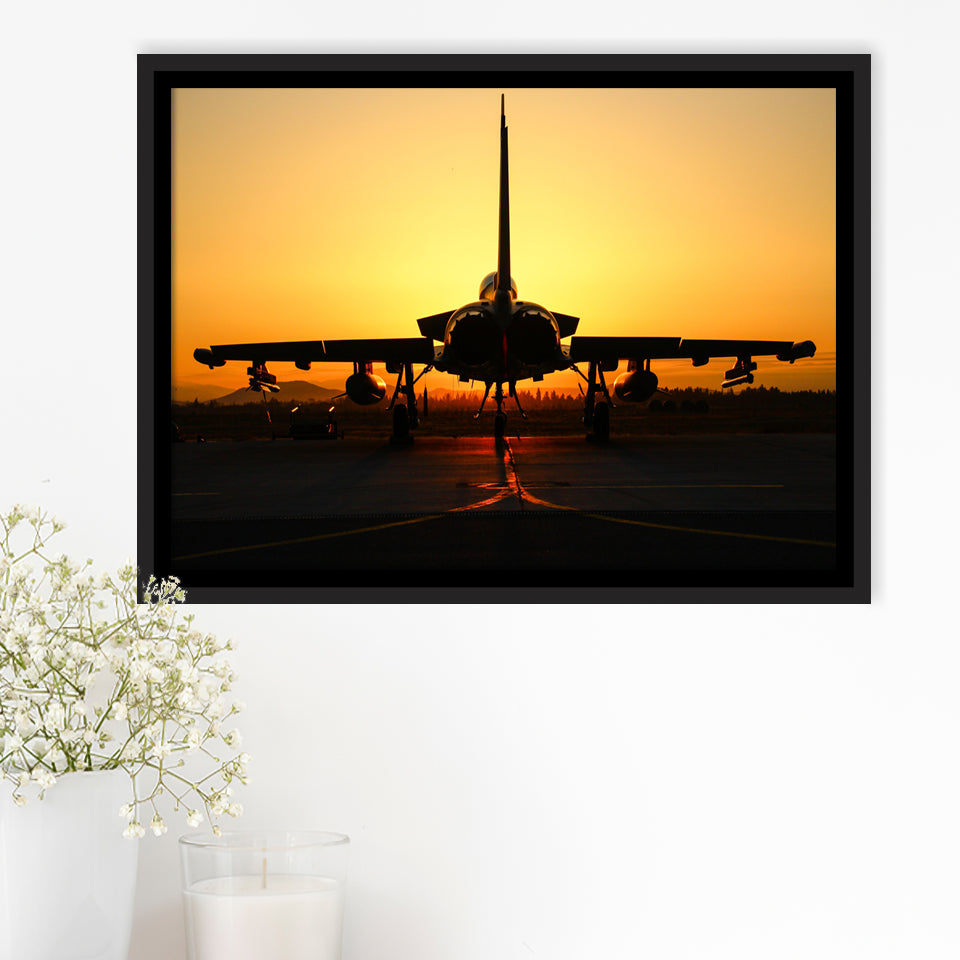 Eurofighter Typhoon Airbus A400M Framed Canvas Prints Wall Art Decor - Painting Canvas, Black Framed Picture