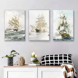 European Ship Canvas Set of 3 Piece Canvas Prints Wall Art Decor