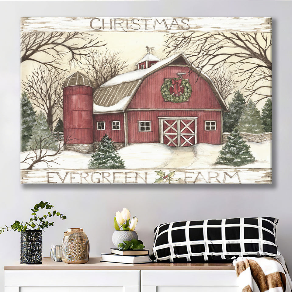 Evergreen Farm Xmas Canvas Prints Wall Art - Painting Canvas, Home Wall Decor, For Sale, Canvas Gift