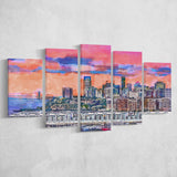 Exchange Place Jersey City New Skyline 5 Pieces Mixed Canvas Prints Wall Art Home Decor
